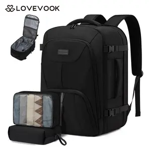 LOVEVOOK Travel Carry on Backpack,Expandable 40L-50L Extra Large Travel Laptop Backpack,Water Resistant Durable TSA Airline Approved Business College Carry on Bag Fit 17 Inch Computer,3 Pcs