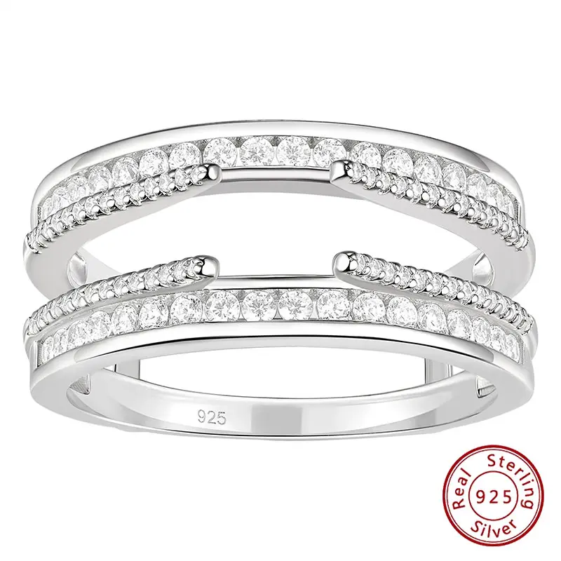 Women's 925 Sterling Silver Enhancer Ring - High-Grade Cubic Zircon Bridal Ring, Luxury Wedding/Engagement Band Jewelry BR1166_BAND, Bridal Rings
