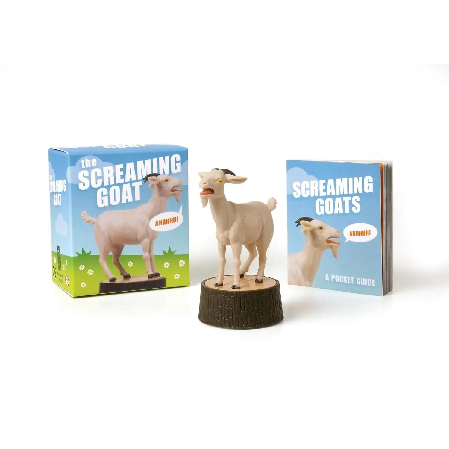 Hilarious 3-in Screaming Goat Squirting Gag Toy Set - 3 inches Animal Figures, Lifelike Scream, Mini Book Combo, Stress Reliever, Fun for All, Perfect Gift for 12+ Novelty Gag Toy Enthusiasts, Screaming Goat Squirting Gag Toys
