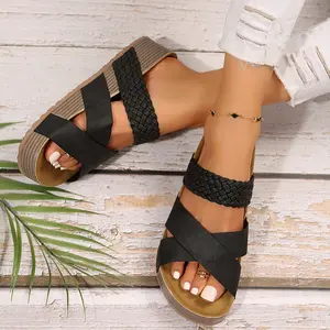 Casual Slip-on Platform Sandals for Women Indoor Outdoor Shoes Soft Insole Summer Footwear