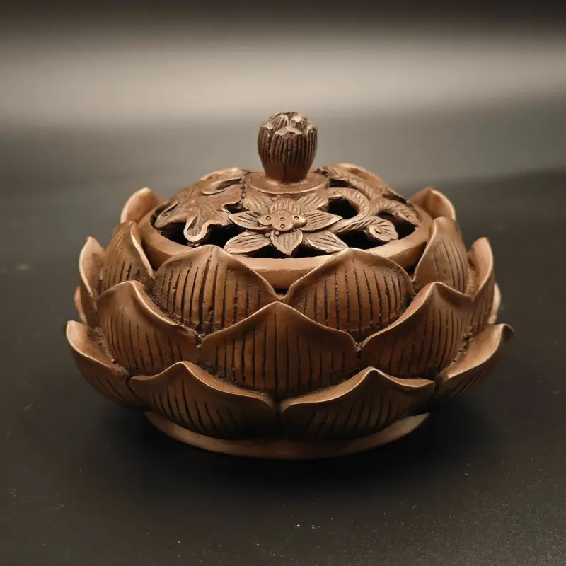 Solid Brass Incense Burner for Agarwood – Traditional Chinese Copper Censer for Meditation, Tea Ritual & Home Decor