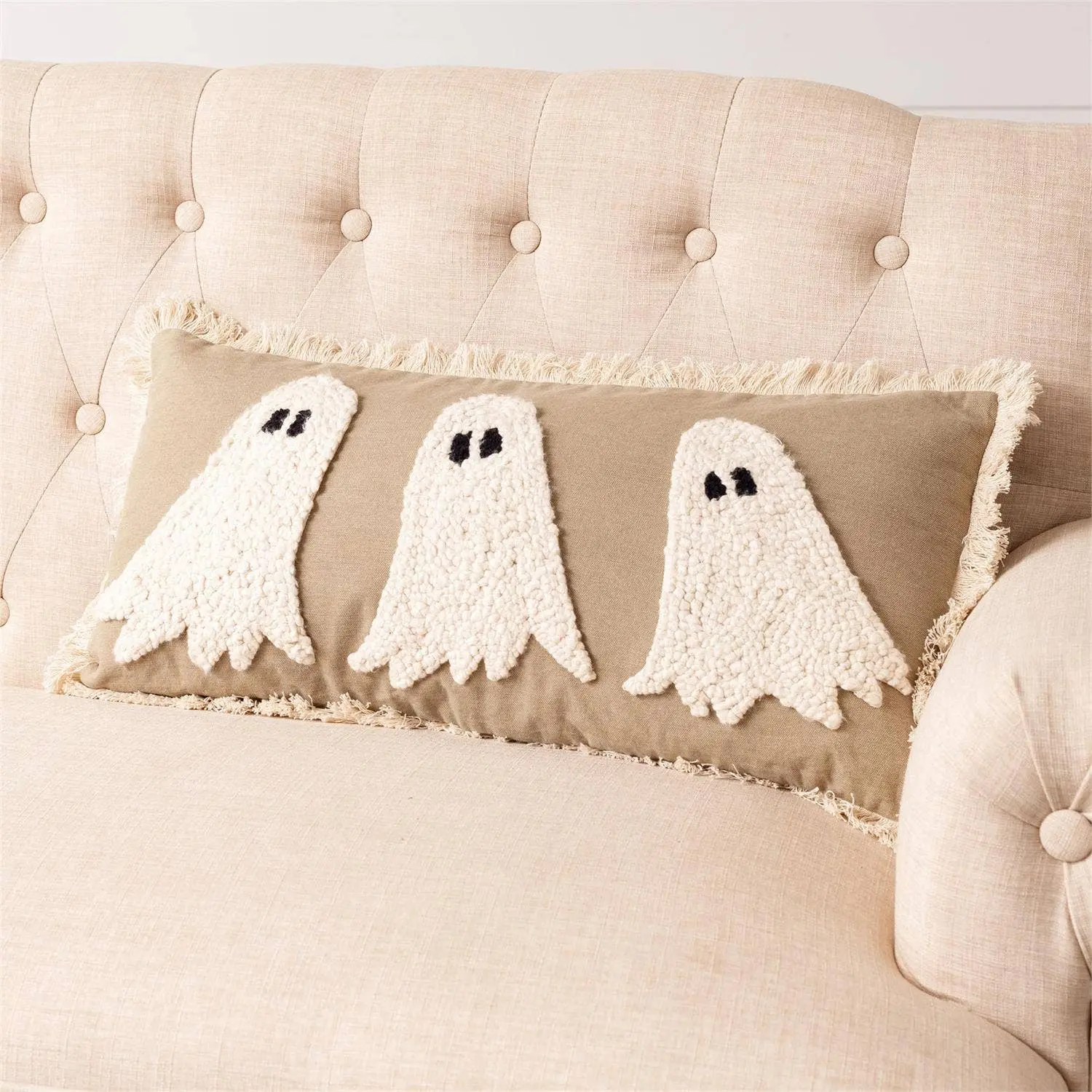 Hooked Ghosts Lumbar Pillow, Home Decor Accent for Living Room, Ideal for Watch Party Room & House Decor, Room Decor, Ghost Motif