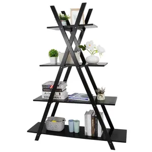Segawe 4-Tier A-Frame Corner Bookshelf - Solid Pine Slatted Shelves Home Organizer for Bookish Things, Simple Design, Sturdy Base, Media Storage Rack, Includes Instruction Manual,summerwins