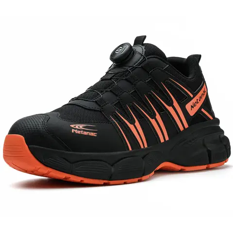Netanac Men's Steel Toe Safety Footwear - Quick Laces, Comfortable Breathable Lightweight Wide Sneakers, Kevlar Midsole Heavy-Duty Industrial Work & Safety Footwear, Toe-Safe Impact Safe Shoes for Long Shifts on Hard Floors
