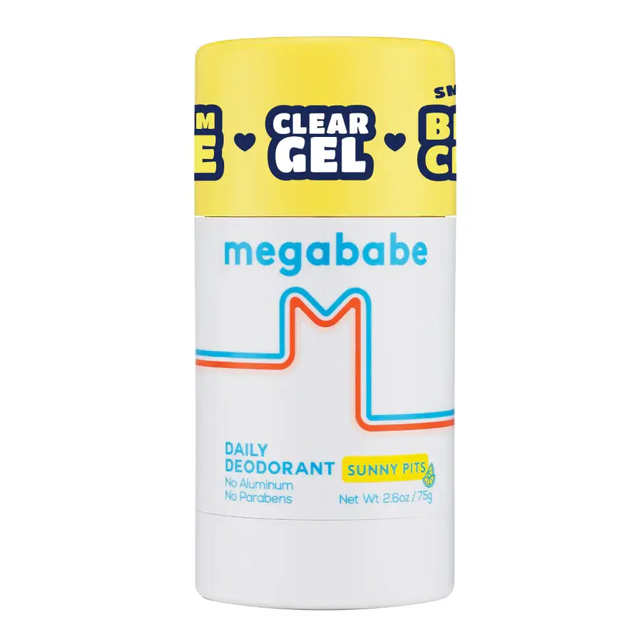 Megababe Daily Deodorant - Sunny Pits | Aluminum-Free, Clear & Clean | 2.6 oz