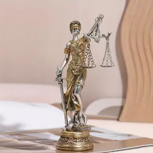 Elegant Justice Goddess Statue, Western Figurine, Art Figurine, Copper Color Resin Decoration, Perfect for Home Office School, Symbol of Fairness and Justice