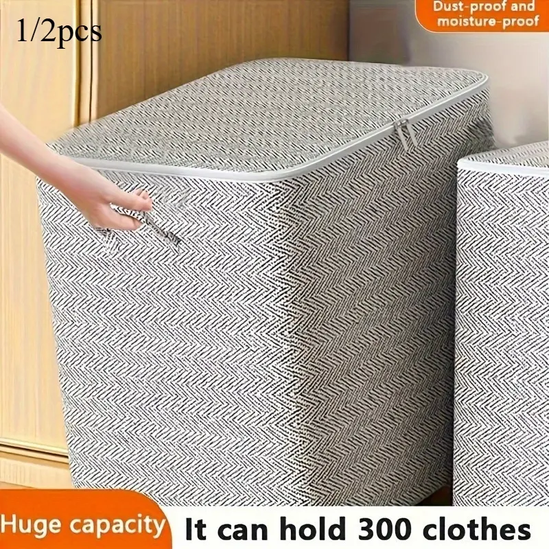 Extra Large Storage Box For Household Use, Foldable Clothing Packing Bag, Quilt Blanket Organizer With Handles, Collapsible Design Boxes, Household Storage Organizer For Travel, Home, Dorm, Collapsible Storage Organizer, Collapsible Containers