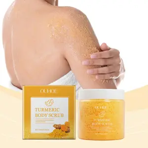 OUHOE Curcuma Longa Root Powder Coconut Oil Salicylic Acid Tocopherol Turmeric Body Scrub Body Care - Gentle Exfoliating Hydrating Brighten Smooth Nourish Glowing Skin