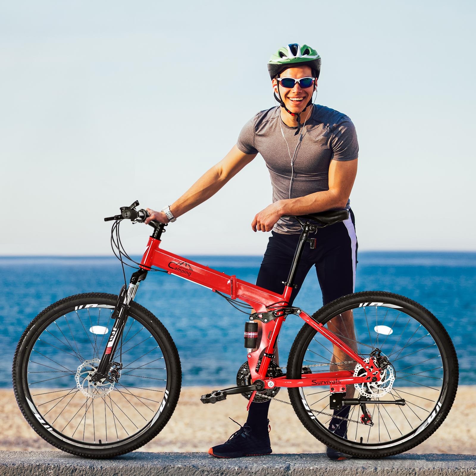 CampingSurvivals 26-inch Shimano TX30 high-carbon steel 100kg 21-speed red and black mountain bike