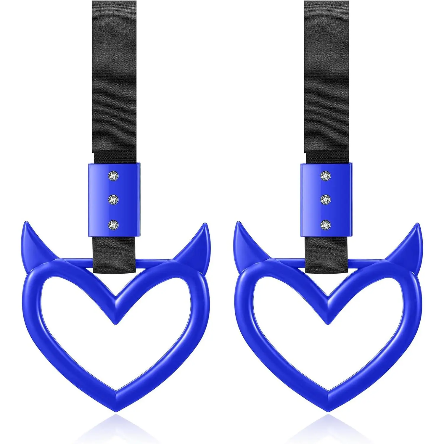 2 Pieces Heart Handle Keychains Car Accessory Heart Hand Strap Drift Charm for Car Interior Exterior Decoration(Blue,Devil Style)