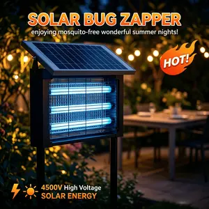 Portable Solar-Powered Outdoor Mosquito Killer Bug Zapper Light, 3 LED Tubes, Cordless Waterproof USB-Rechargeable, Standing/Hanging Backyard Pest Control Lamp