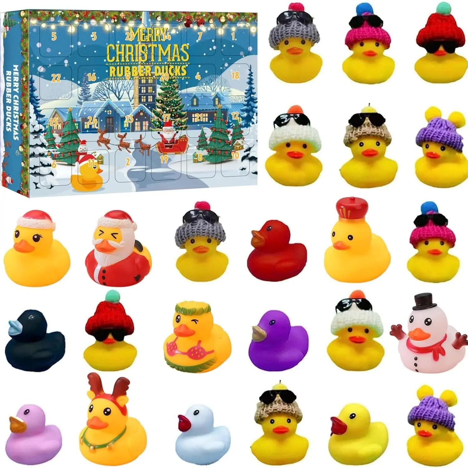Cozy Winter Christmas Gifts Christmas Rubber Ducks Advent Calendar 2026,24 Days Christmas Countdown Calendar Gifts, 24 pcs Mini Rubber Duck Advent Calendar Toys for Christmas Party