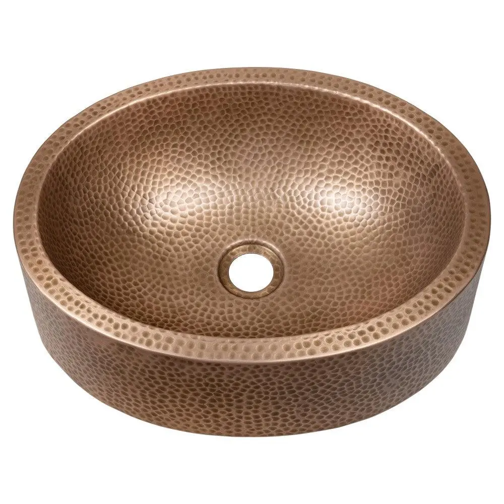 Mallory 17 in. Skirted Oval Bowl Pure Copper Hand-Hammered Above Counter Vessel Bathroom Vanity Sink