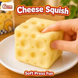 Squishy Cheese Block - 6cm Yellow Moldable Slow-Rise Stress Ball, Non-Rebound Squeeze Fidget Toy for ASMR, Stress & Anxiety Relief