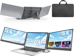 Laptop Screen Extender 15.6", 1080P FHD Triple Portable Monitor for Laptops 13-17.3", Ultra-Slim Dual Monitor Extender for Windows/Mac/Chrome/Dex, USB-C/HDMI Plug and Play