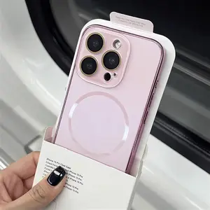 Luxury AG Nanometer Frosted For Magsafe Lens Glass Protect Case For iPhone 16 15 14 13 12 Pro Max Magnetic Wireless Charge Cover