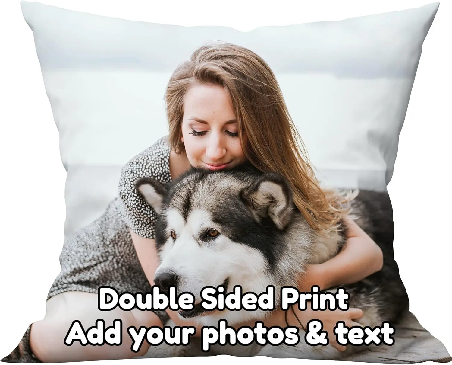 Personalised 40x40cm Double-Sided Photo Print Cushion - Custom Pillow with Image/Text, DIY Pet Photo Option, Wedding Keepsake, Room Decor, House Decor, Living Room Bedding Accessory