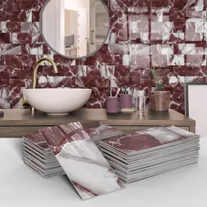3D Marble Pattern Wall Sticker, Waterproof Moisture-proof Self Adhesive Wall Decal, Wall Decor for Home Kitchen Bathroom Dormitory
