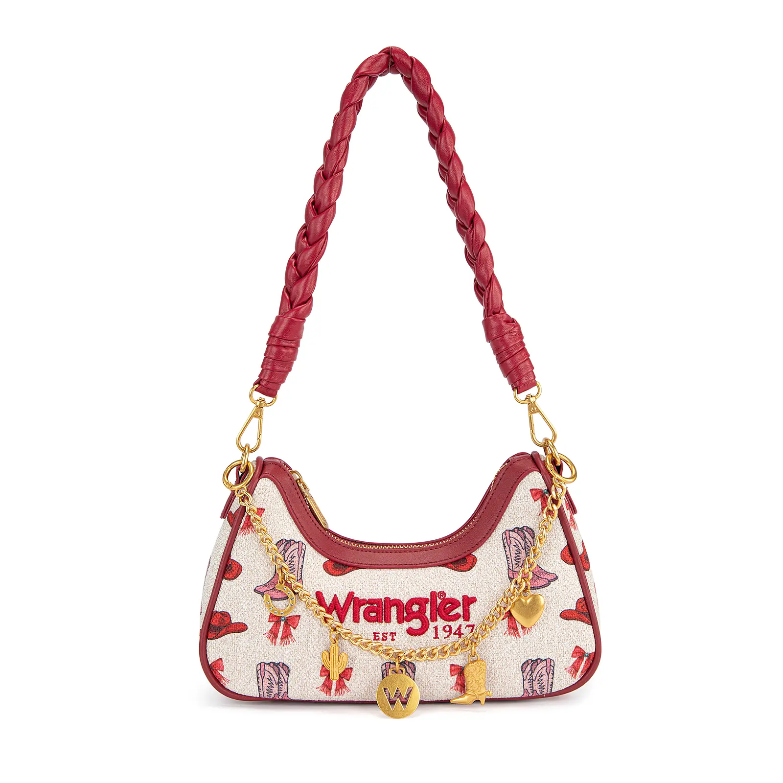 Wrangler Boot Print Shoulder Bag for Women Underarm Cute purse with Chain