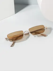 Unisex Retro Half Frame Glasses, Y2K Minimalist Style Suitable for Vacation, Elegant Long Rectangle Fashion Eyewear for Streetwear