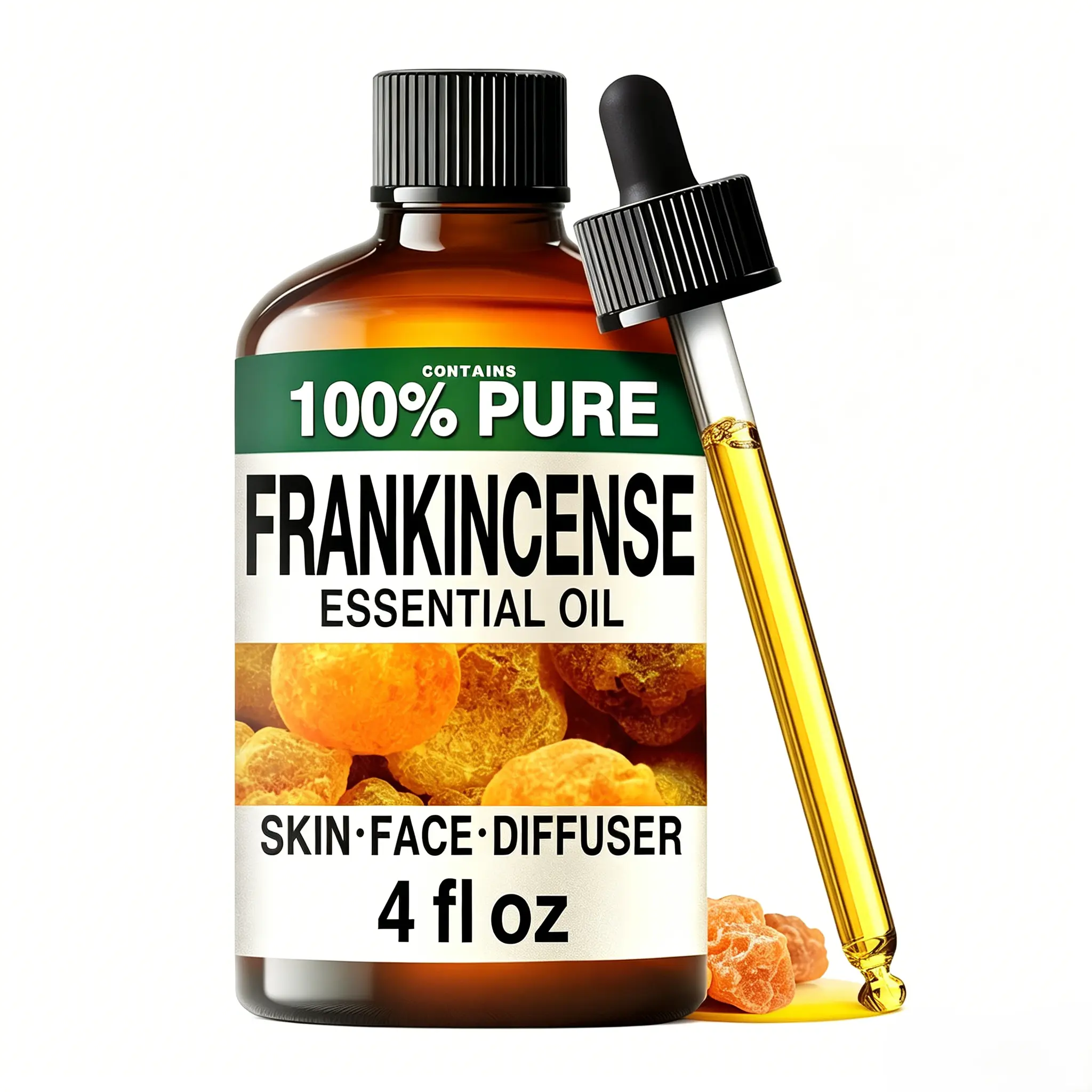 KUKKA Frankincense Essential Oil for Face & Body - 4 fl oz Calming Oil, Relaxing for Hair, Skin, Diffuser, Aromatherapy & DIY Soap Making Scent