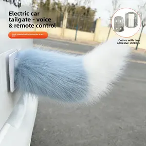 Fluffy Moving Fox Tail for Car Rear Decoration Sound Sensor Remote Control Swing Tail Plush Auto Accessory Clip On Vehicle Ornament Cute Funny Car Gift for Drivers Car Lovers Women Men Unique Road Trip Decor Interactive Puppy Robotic birthday