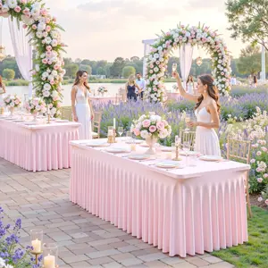 2Pack Spandex Tablecloths for Rectangle Tables ( 4/6/8FT ) Wrinkle Free Washable  Table Cloth Rectangle Stretch Fitted Table Cover with Skirt for Wedding Birthday Party Banquet Baby Shower Christmas Dinner Buffet Event