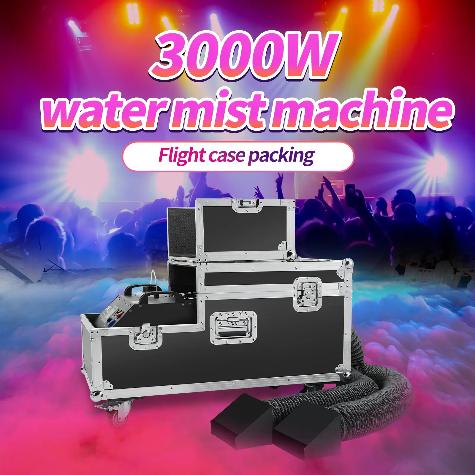 PAIDUN 3000W Double Hose Low Lying Smoke Waterbase Fog Machine Stage Effect Equipment DMX512 Remote Control