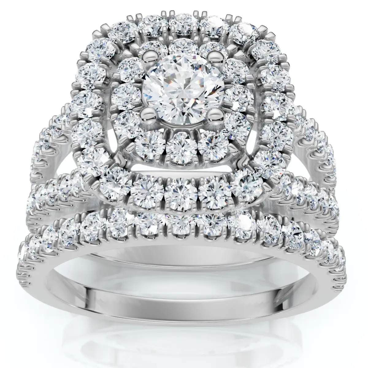 1 1/10ct Diamond Cushion Halo Engagement Wedding Ring Set Platinum 1 1/10ct Diamond Cushion Halo Engagement Wedding Ring Set Platinum