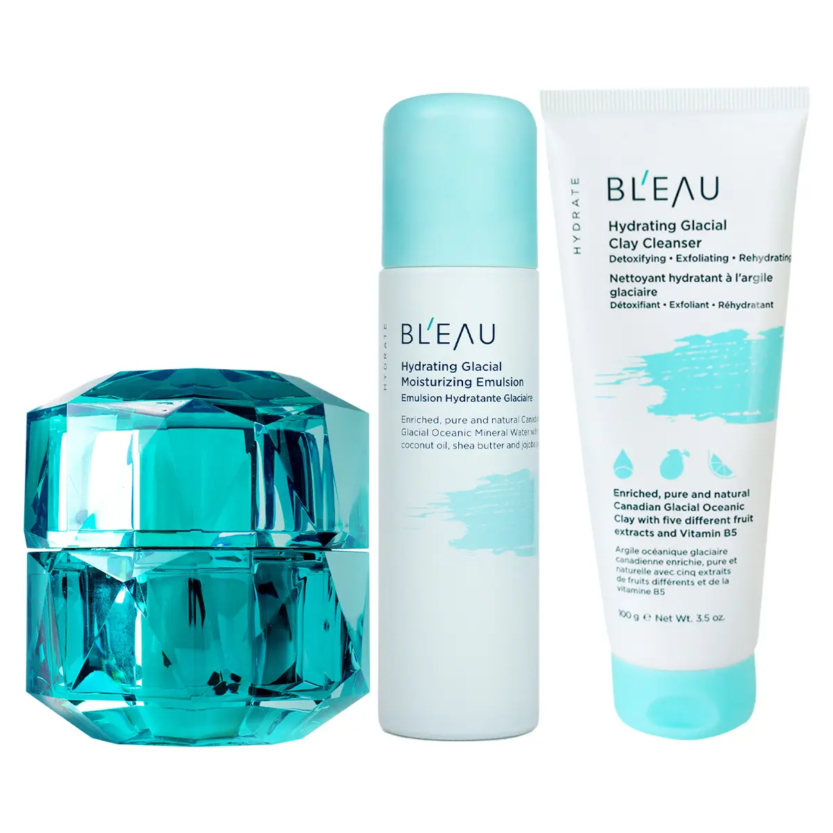 [BL'EAU Official]Glacial Skin Reset Set: 3-Step Pore Detox & Hydrating Routine (Cleanser + Mask + Emulsion)  I  Gentle Exfoliation, Firming & Brigheting, Barrier Repair, Pore Care Set
