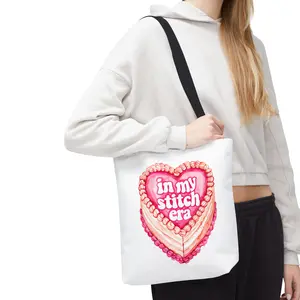 Needlepoint Cross-Stitch Tote Bag, Cute Stitch Era Design, Embroidery Lover Gift, Reusable Shopping Bag, Canvas Carryall, Crafty Shoulder