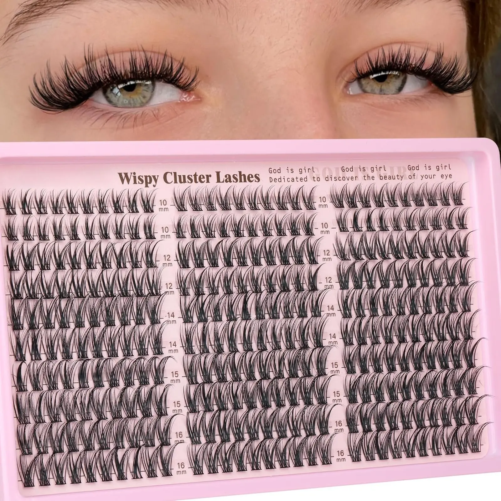 Eyelash Extensions Wispy Natural DIY C Curl Individual Lashes Clusters Black 10-16mm 300pcs