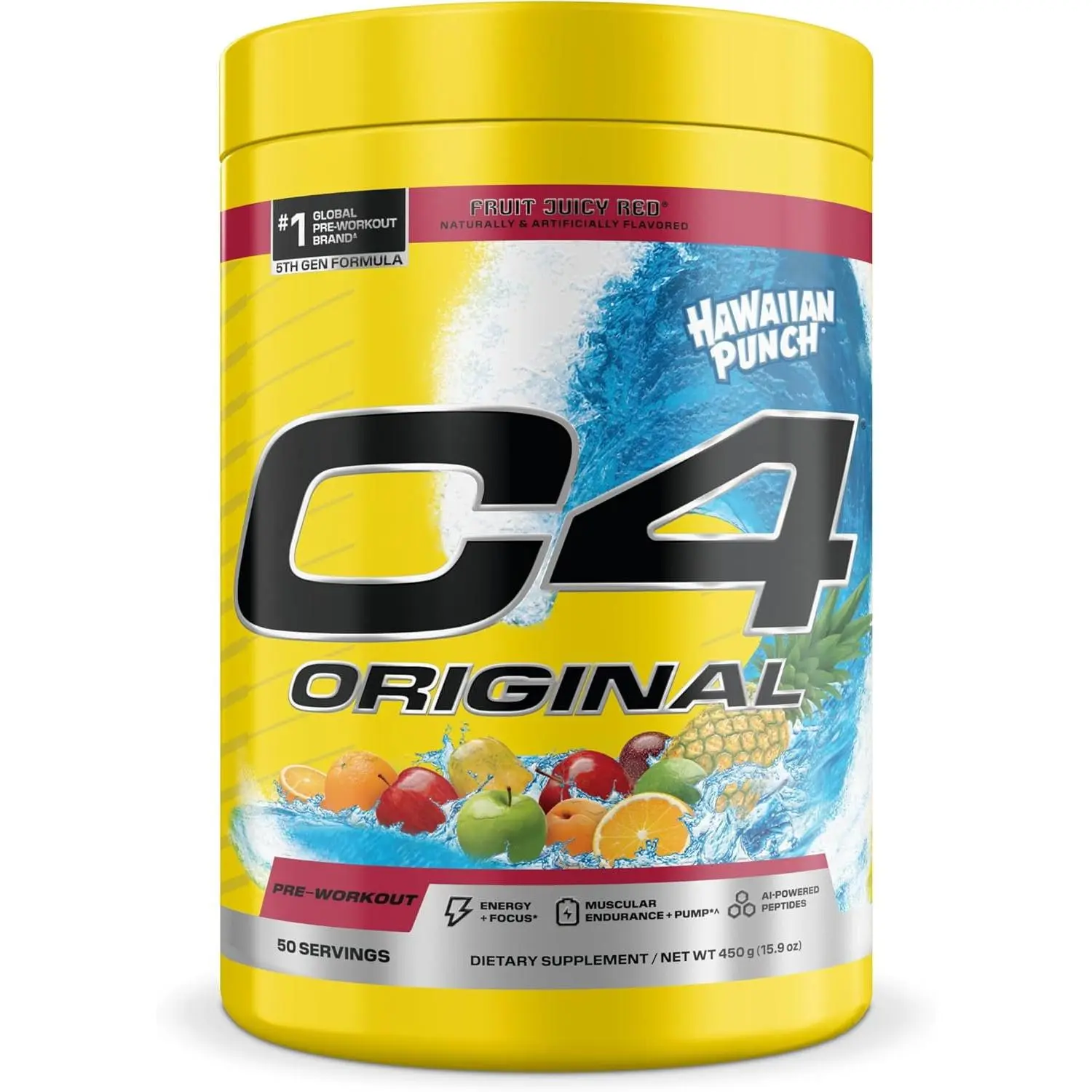 C4 Original Pre Workout Powder, 200mg Caffeine Energy Formula with Beta Alanine & Creatine for Endurance, Focus & Performance, Zero Sugar Preworkout for Men & Women – Hawaiian Punch, 50 Servings