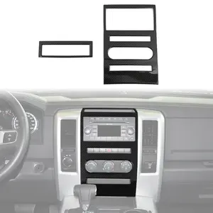 For 2010-2012 Dodge Ram Central Control GPS Navigation Panel Trim Cover Car Interior Accessories adhesive sticker decoration kit accessory black carbon fiber