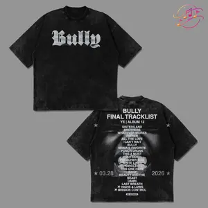 [Echo Culture] Bully Final Track List Album By YE Tracklist 20 Songs Graphic Premium Acid Washed Cotton T-Shirt For Kanye Fans, Kanye Hip-Hop Streetwear Shirt, Bully Album Merch, Ye Fan Graphic Tee, Concert Music Outfit