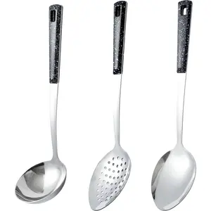 Stainless Steel Serving Spoons Set with Slotted Spoon, Serving Spoon, Perforated Spoons and Soup Ladle, Kitchen Cooking Utensils Set