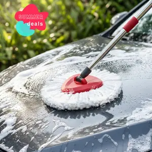 Car Wash Mop with Long Handle, 43'' Extendable Microfiber Car Cleaning Brush, Scratch-Free Wash Mop with Aluminum Pole for Cars, Trucks, SUVs, RVs & Home Cleaning Accessories