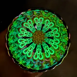 Jianzhan Master Cup Tea Cup Handmade with Intricate Green Peacock Feather Design and Unique Scallop Edge