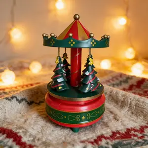 Christmas Rotating Horse Music Box, Christmas Tree Musical Gift Decoration, Creative Holiday Ornament, Festive Home Decor