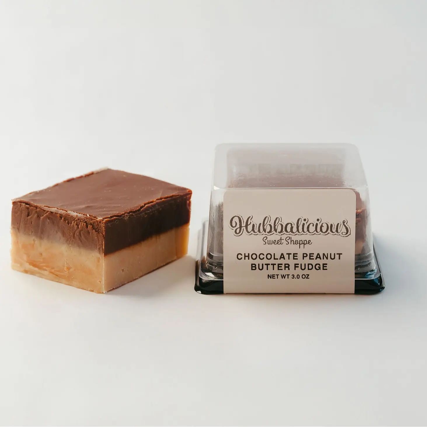Chocolate Peanut Butter Fudge Hubbalicious Sweet Shoppe Dessert - 3 oz Layered Fudge Treat