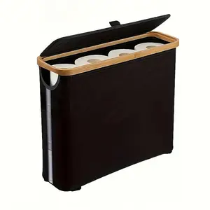 Boho-Chic Bathroom Organizer - Farmhouse Toilet Paper Holder with Storage Basket, Space-Saving Countertop Organizer, Compatible with TP Rolls, Lid Included for Home, Office - Bathroom Decor, Bathroom Accessory, Durable Construction