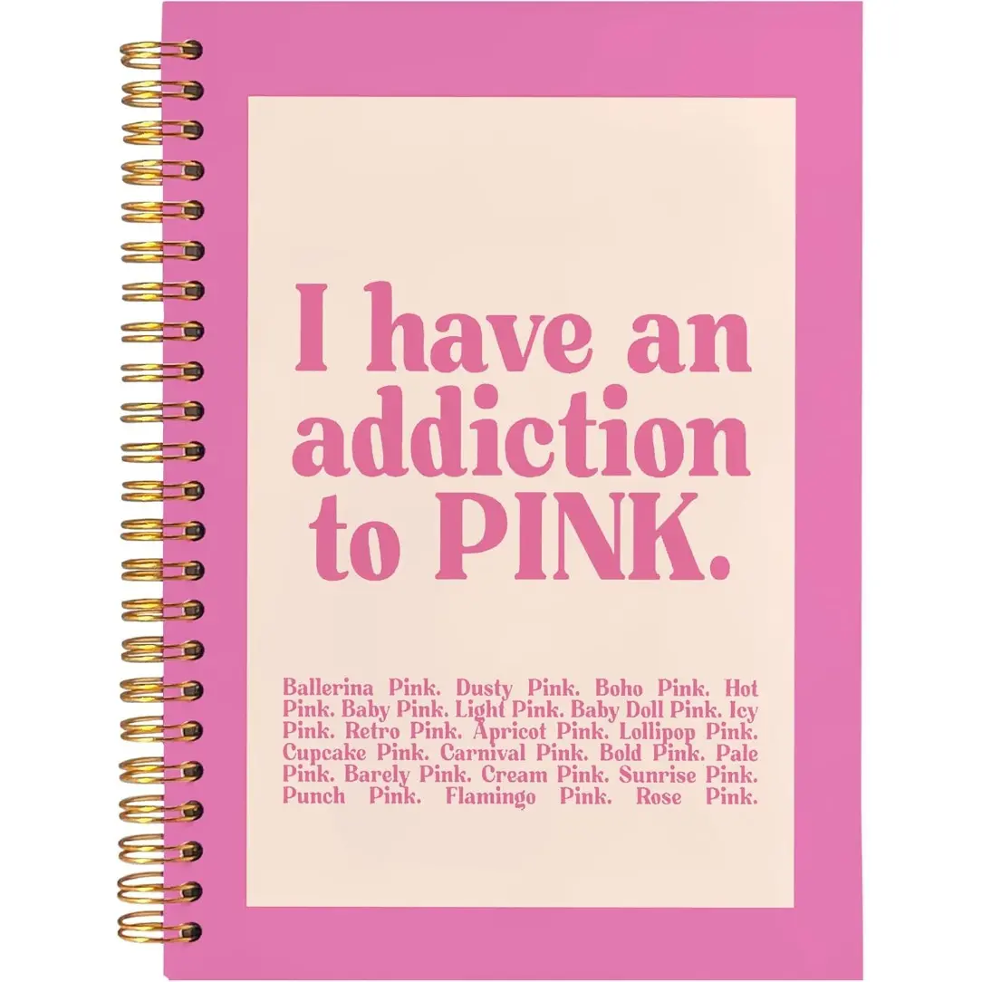 1pc Preppy Pink Notebook, Pink Journal, Pink Office Supplies, Pink Aesthetic Notebooks, Aesthetic School Supplies, Spiral Notebook 5.5x8.3inch, Pink Desk Accessories for Women Office, Composition Notebook, Spiral Coil Notebook, Stationery Office Supplies