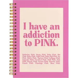 1pc Preppy Pink Notebook, Pink Journal, Pink Office Supplies, Pink Aesthetic Notebooks, I Have an Addiction to Pink Spiral Notebook 5.5x8.3inch, Pink Desk Accessories for Women Office