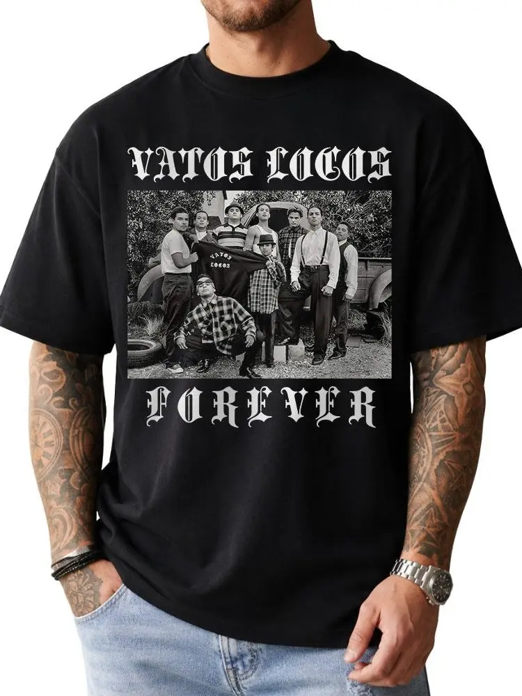 Vatos Locos Mexican Chicano Clothings Outfit Streetwear Lowrider Gangsta Graphic T shirt Deals Clothes Barrio