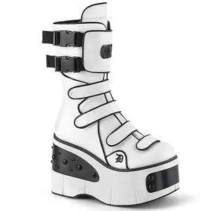 Demonia Kera-108 White Vegan Leather Ankle Boots