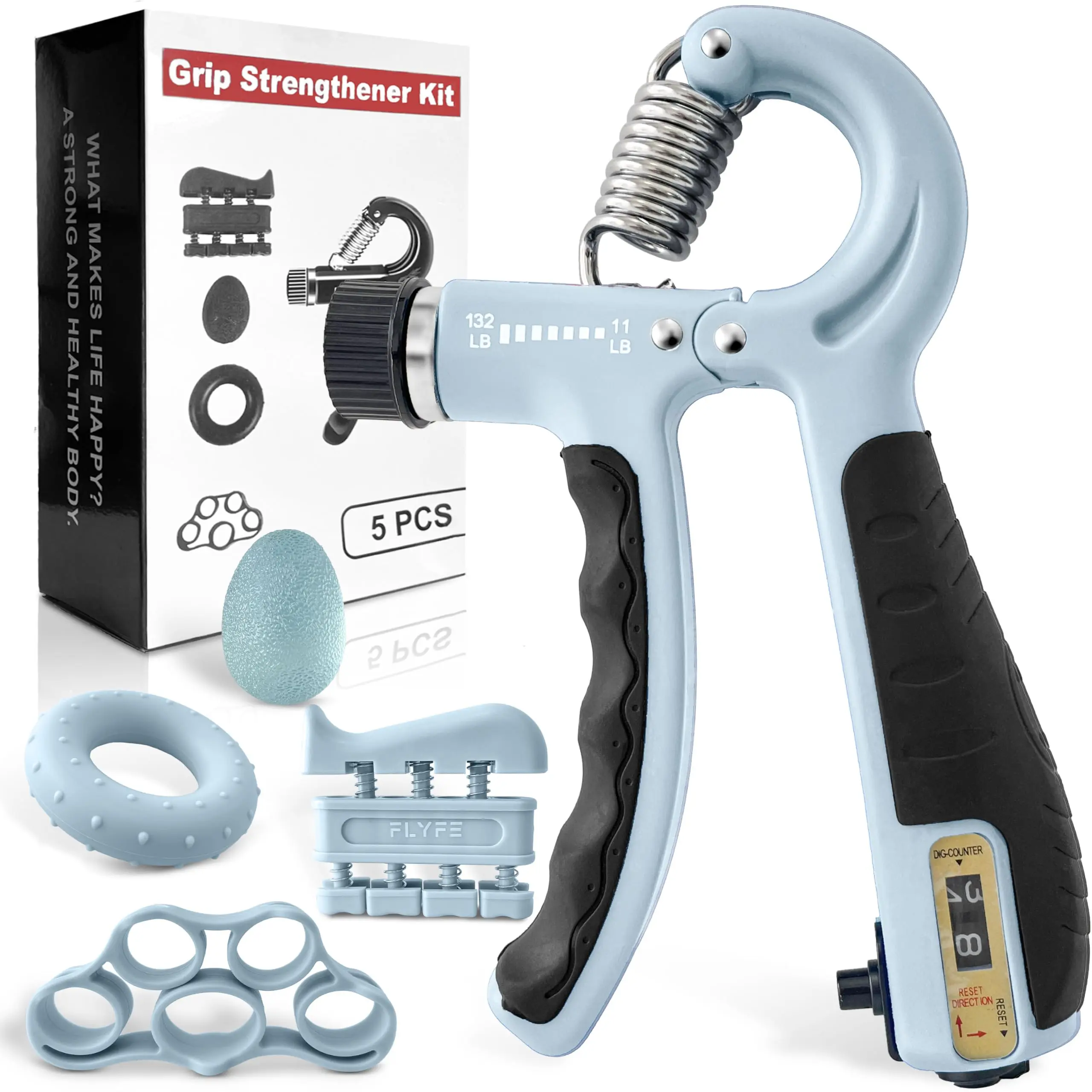 5 Pack Physical Therapy Hand Kit Adjustable Resistance Gripper Finger Stretcher Arthritis Balls For Carpal Tunnel Rehabilitation At Home