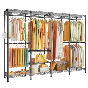 H41 Garment Rack Heavy Duty Clothes Rack, Clothing Racks for Hanging Clothes, Extra Large Freestanding Portable Closet Wardrobe Rack 78.5'' W × 15.8'' D × 76.4'' H, Max Load 1150 Lbs, Black