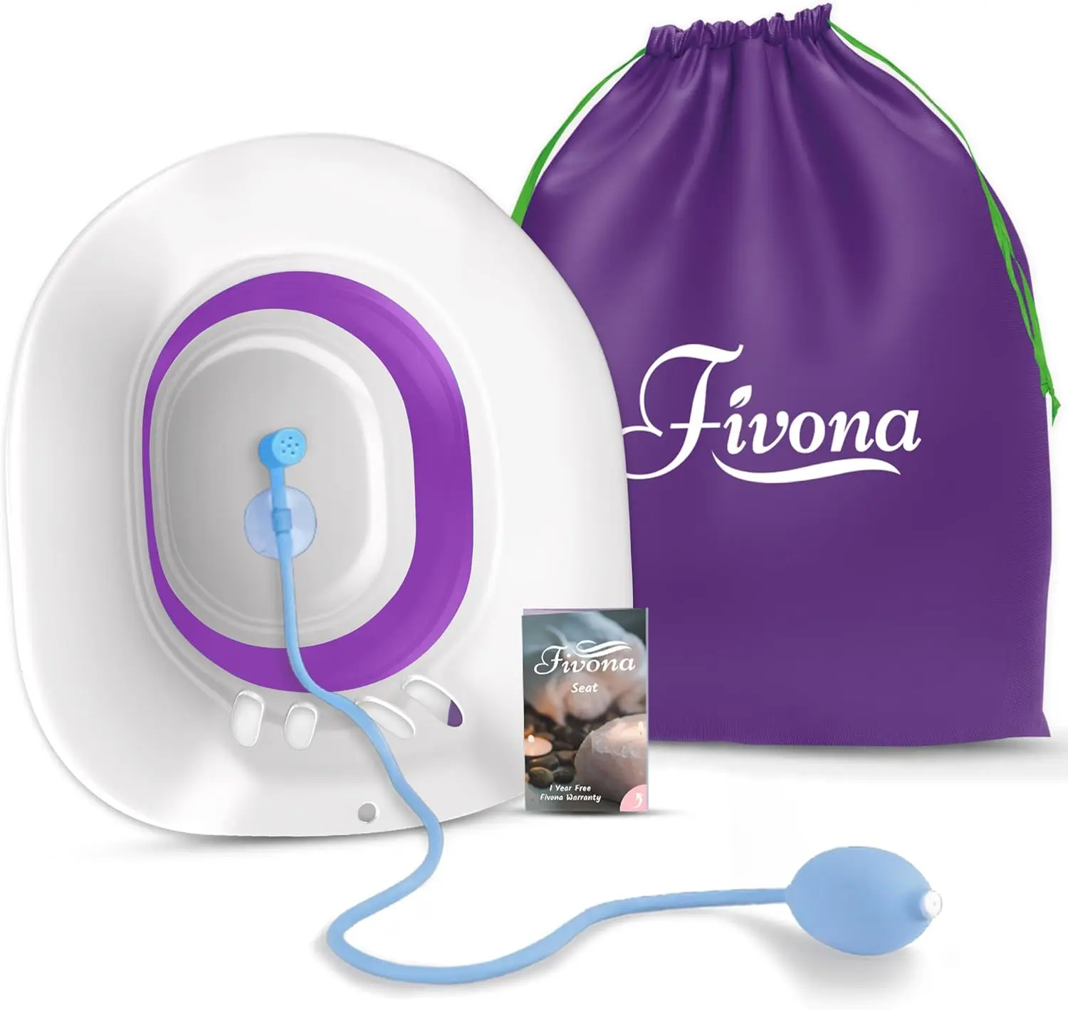 Fivona 3-in-1 Foldable Over-the-Toilet Sitz Bath Soak Kit - Portable Wash Tubs with Hand Flusher, Storage Bag (Bags Keep It Clean), Bidet on the Go - Expands in Seconds - Gentle Care for New Moms - Yoni Steam Seat