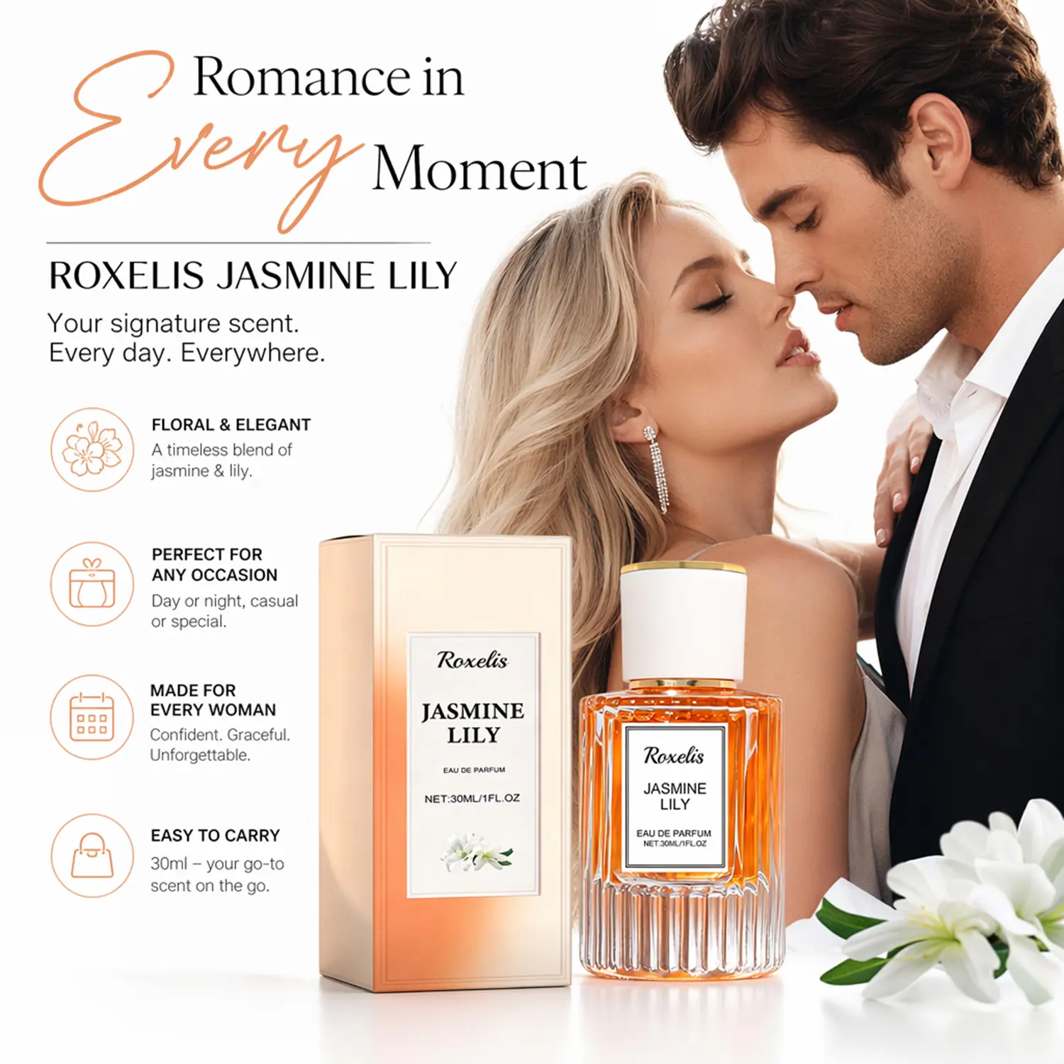 women's pheromone perfume,Enhanced with Premium Pheromone Formula, Long Lasting Floral Scent, Specially Crafted to Leave a Captivating Impression, Perfect for Romantic Evenings, Ideal Valentine's Day Gift for Her 30ml