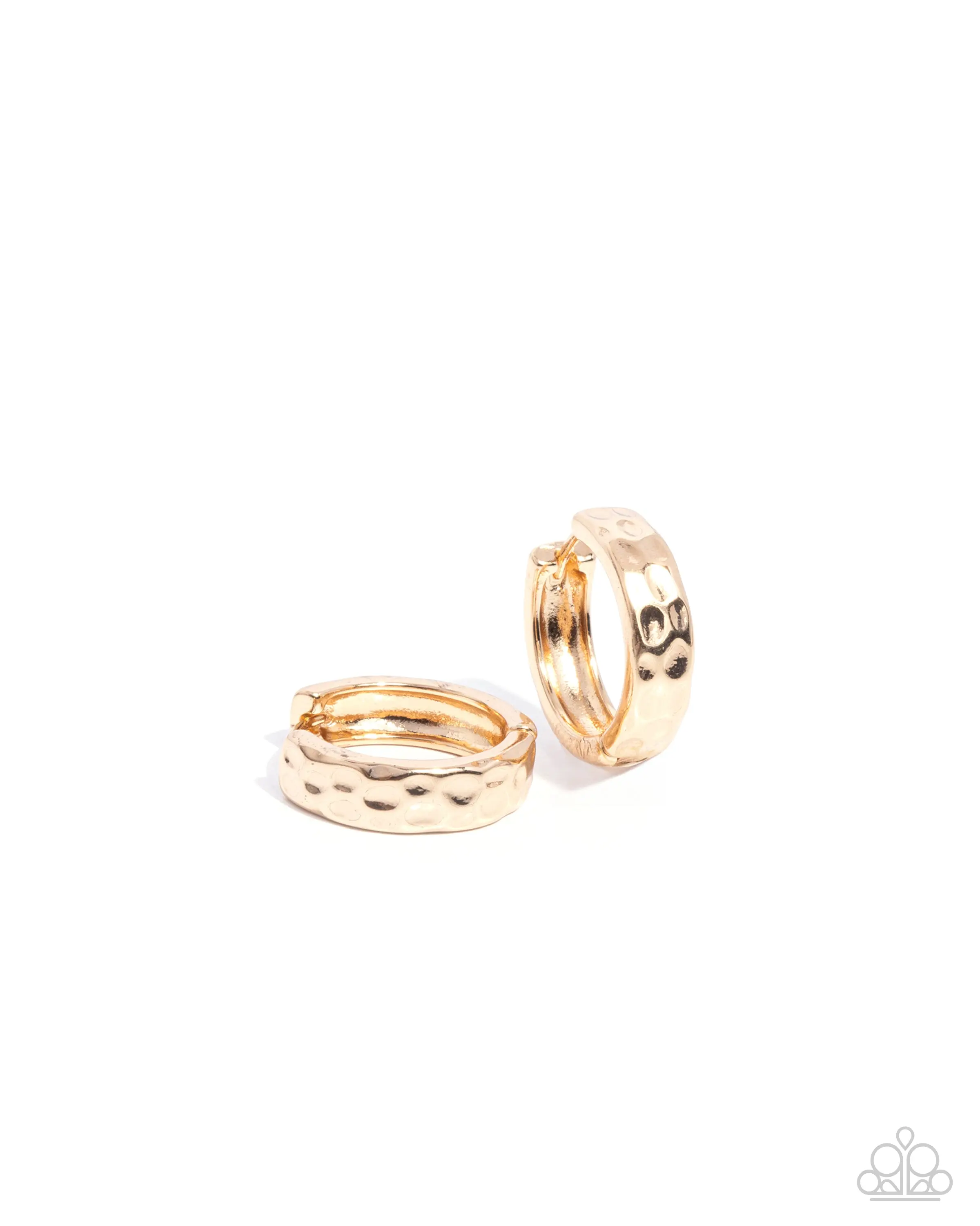 Hammered Hyperaware - Gold Hammered Hoop Earrings - Paparazzi